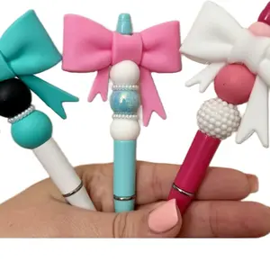Bow Beaded Pen - Live Claim with Colorful Beads Fun Designs for Stylish Writing Black Ink Refillable Handcrafted Unique Designs