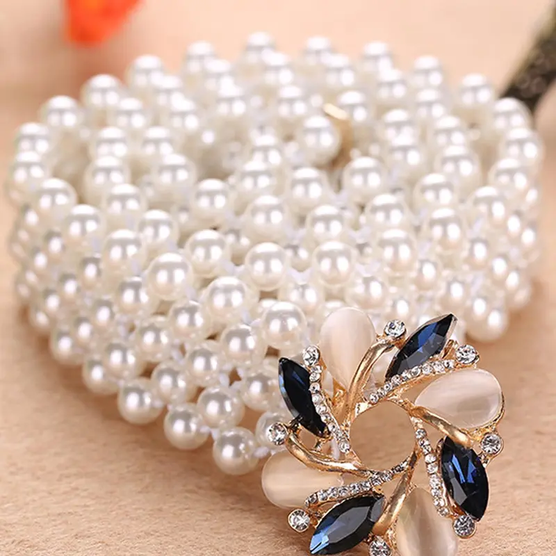 Mother's Day Gift Faux Pearl Decorated Belt, Exquisite Beaded Design Belt, Elegant Waist Belt for Women, 2024 New Dainty for Daily Clothing Decor, Party, Chic All-match Belt As Gift for Girlfriend, Decorative Belt