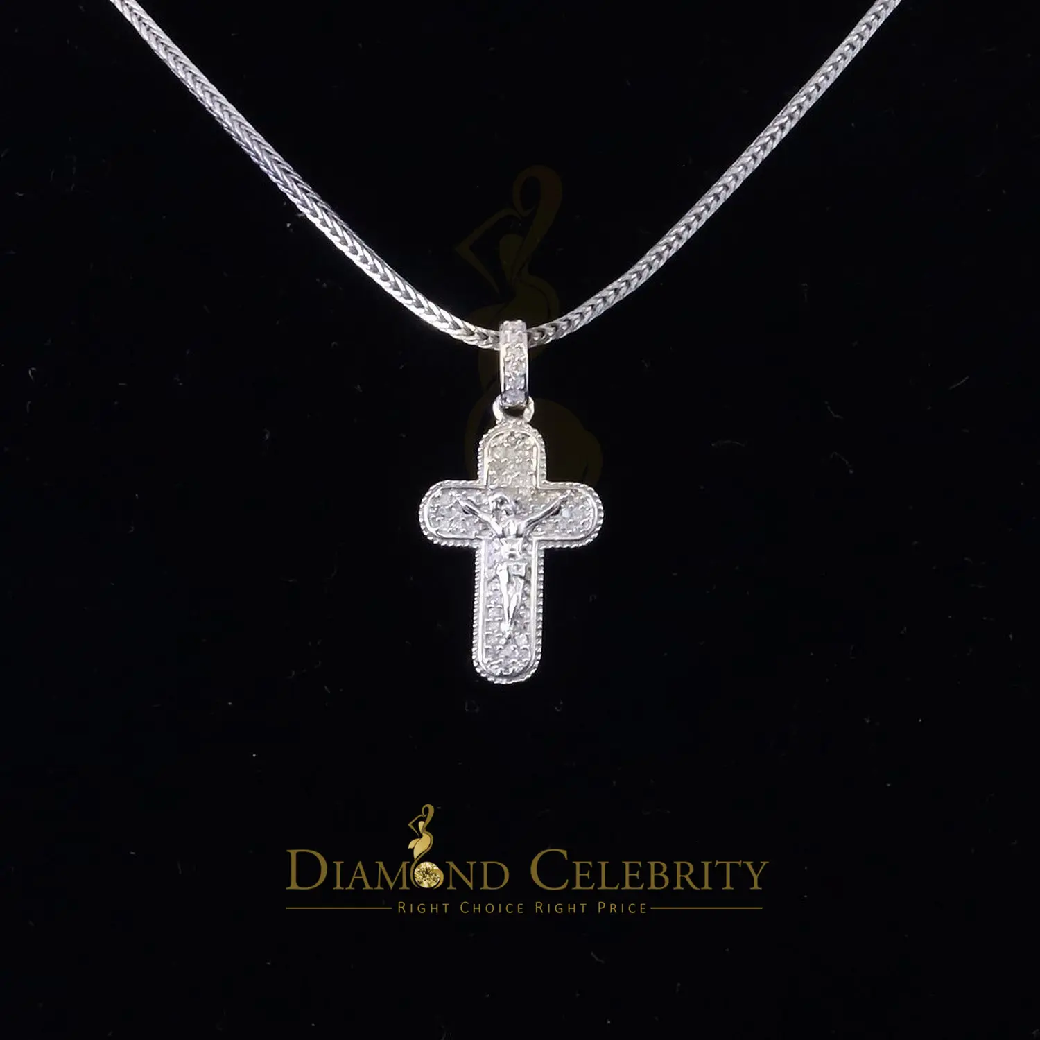 DiamondCelebritees Real 0.25ct Diamond Sterling Silver White Cross Pendant