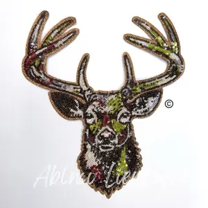 Camo Deer Hunting Sequins Iron On Patch for Women’s Shirt Sweatshirts
