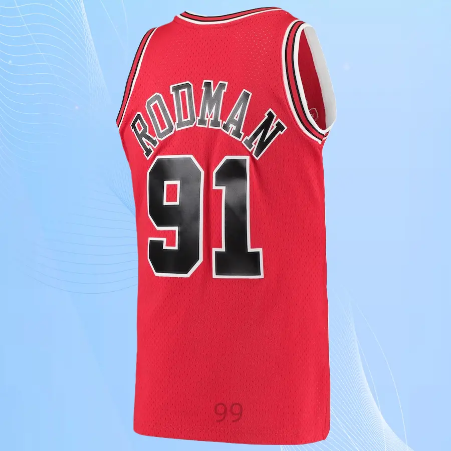 Dennis Rodman Men's Sleeveless stitched Basketball Jersey 1997-98 Red Dennis Rodman Men's Sleeveless stitched Basketball Jersey 1997-98 Red
