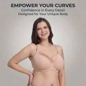 Drontex Soft Plus Size Underwire Bra for Big Bust, Full Coverage Comfortable Bra with Smooth Cups, Wide Straps, Gentle Microfiber Fabric, Supportive Everyday Bra for Fuller Bust, No Digging, All Day Comfort