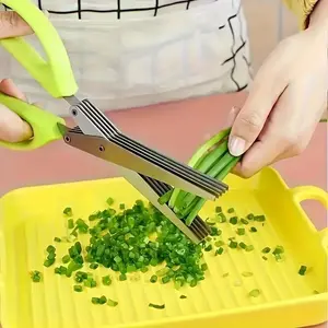 Multi Blade Herb Scissors 3-Layer Kitchen Scissors for Vegetables Herbs Chives Onion Stainless Steel Kitchen Cutting Tool
