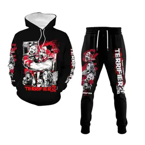 Terrifier Movie Trendy Hoodie Joggers Sets, Halloween Art The Clown Jogger, Horror Fan Lover Gift