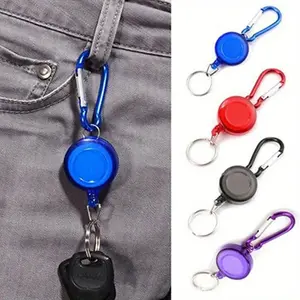 1pcs Retractable Pull Keychain For Men, ID Lanyard Keychain, Name Tag Card Holder, Reels Recoil Belt Key Ring, Keychain Badge Reel