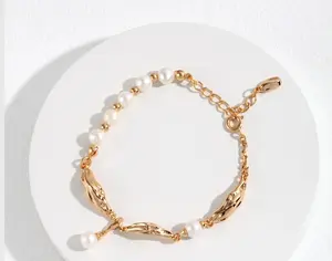 Silky Vintage Gold Pearl Bracelet – Sterling Silver Chain