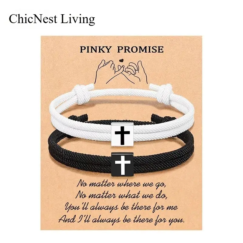 Braided Rope Cross Bracelet for Women & Men, Adjustable Christian Jewelry with a Unisex Fit, Daily Reminder of Promise Gift for Teens