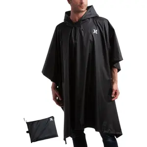 Mens rain poncho packable waterproof reusable hooded rain jacket windbreaker for hiking backpacking and concerts