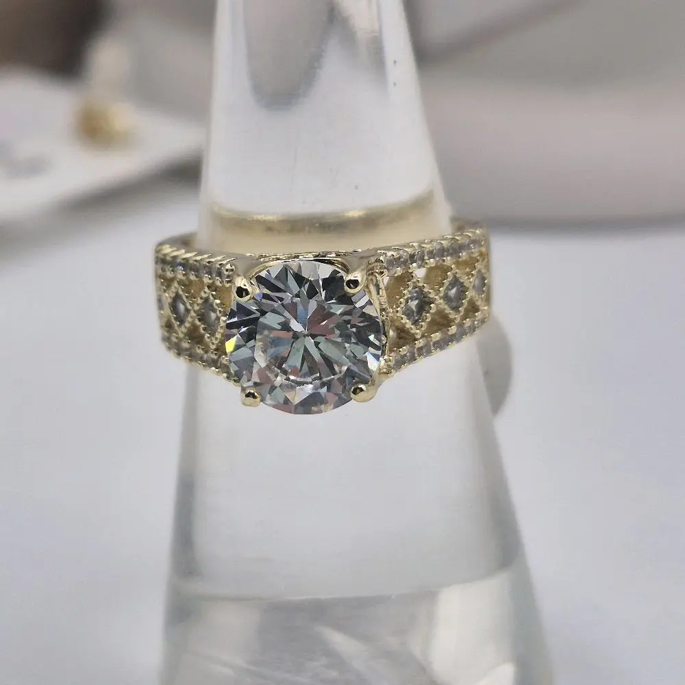 clear zircoin ring plated gold 14k