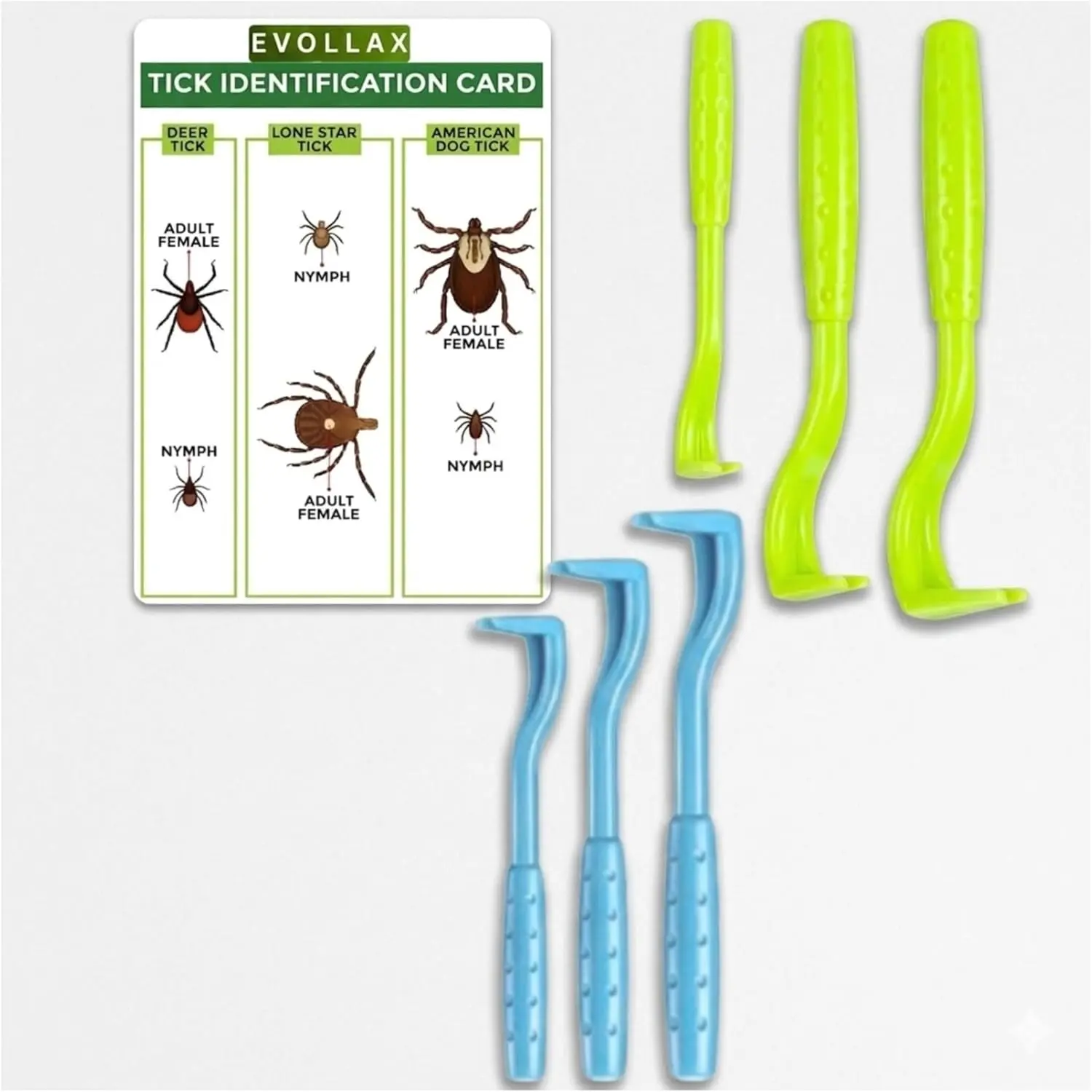 Tick Removal Tool – 6 Pack Tick Remover Tool for Humans and Pets | Tick Removal Kit Includes Tick Identification Card | Tick Prevention for Dogs and Cats Safely Remove Entire Tick Head & Body