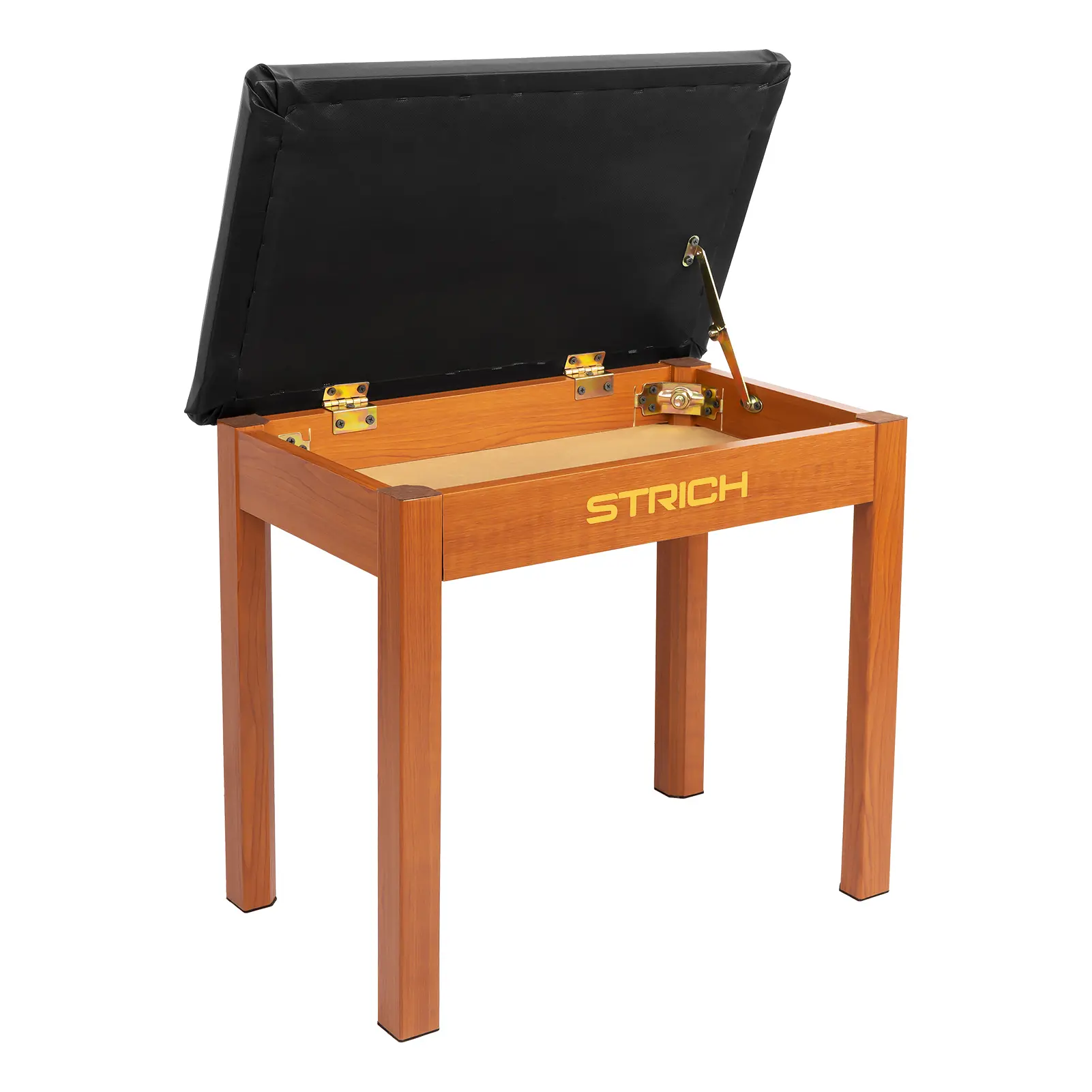 STRICH Piano Bench with Storage, Solid Wood Keyboard Bench Piano Bookcase Stool Chair Seat with Padded Cushion, Mahogany Color