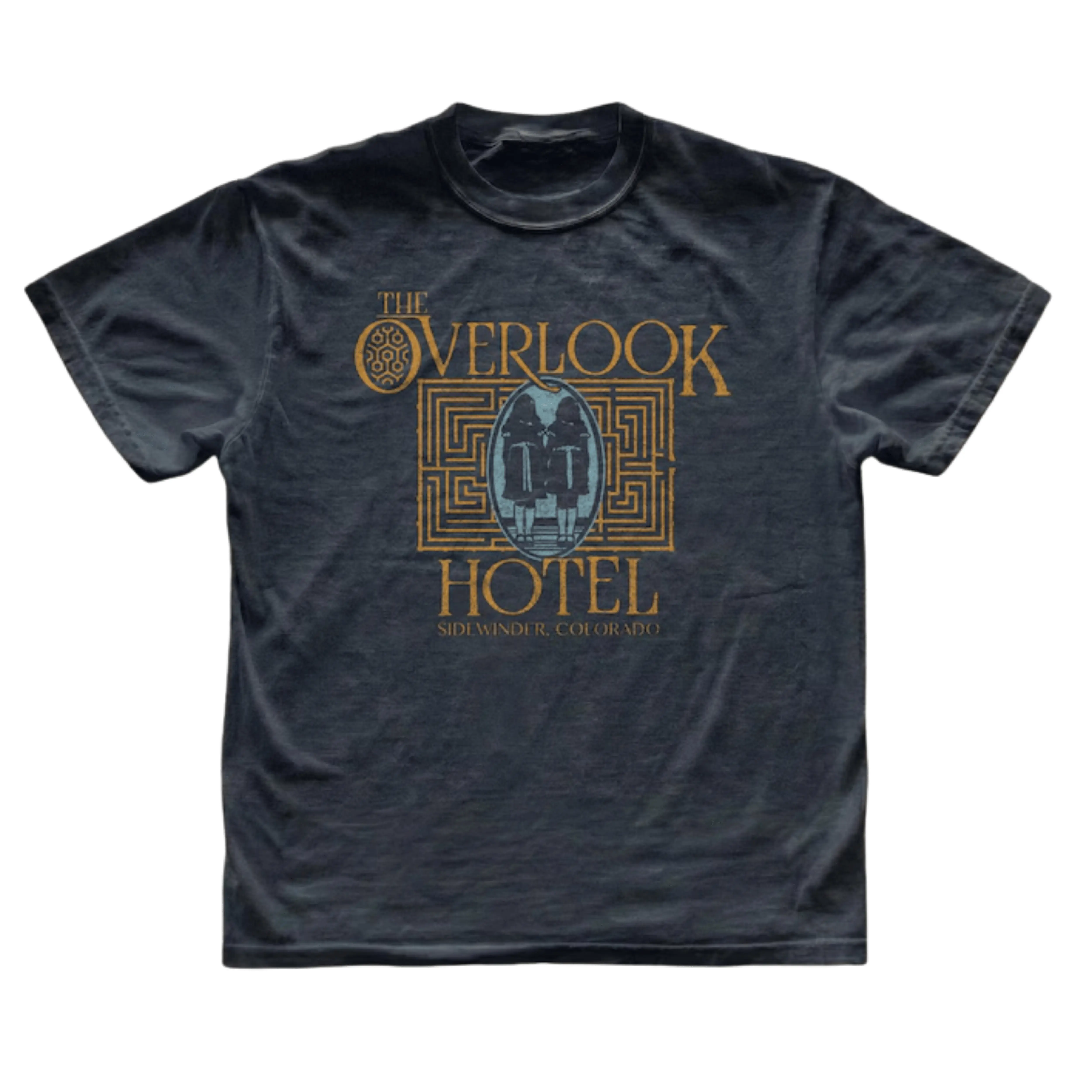 Gildan Men's and Women's T-shirt, Vintage Overlook Hotel Twin Sisters Maze Graphic Tee, Stanley Kubrick The Shining Shirt, Stephen King Merch, Retro 80s Thriller Apparel, Creepy Halloween Top, Unique Gift for Horror Fans, Trendy Unisex Streetwear