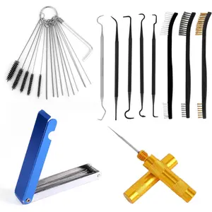 Carburetor Jet Cleaning Tool Kit, Airbrush Torch Tip Cleaner Set with Nylon Brushes Cleaning Hooks & Needles Wire Brushes Sharp Picks for Motorcycle Throttle Body Lawn Mower Small Engine ATV Welder