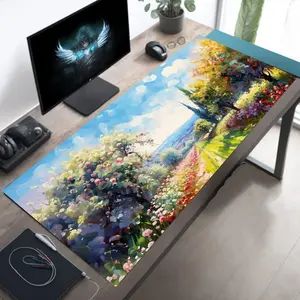Art Desk Mat, Monet-Inspired Apple Orchard Large Mouse Pad, Gaming Mousepad, Cute Desk Decor, Custom Desk Pad, Artisan Office Accessory