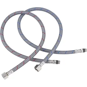 24" Length Faucet  Line, Bathroom Kitchen Faucet Lines Braided Nylon Sink Hose,cUPC Faucet  Lines 3/8" Female Compression Thread x M10 Male Connector 2 count (1 Pair)