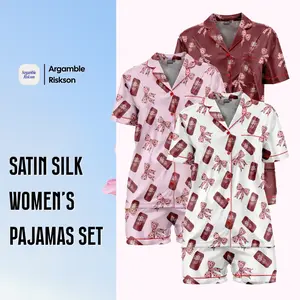Dr Pepper Satin Silk Pajamas Set - Soft and Seductive Nightwear, Loungewear, Homewear, Ideal Gift For Mom, Gift For Her