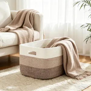 Large Capacity Storage Basket With Handle, Blanket Basket, Pillow Storage Basket, Living Room Bedroom Home Storage Tool