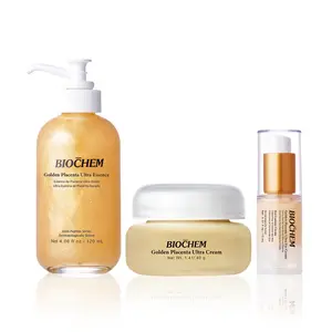 Biochem Golden Placenta Ultra Bundle - Essence Serum, Face Cream & Eye Cream for Firmer Moisturized Youthful Skin