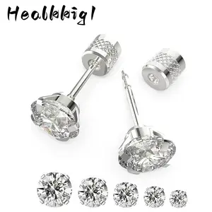 5pairs Push - in Flat Back Stud Earrings Hypoallergenic Surgical Stainless Steel women vintage rings hoop on clip jewelry men georgina Butterfly Tassel Zircon Earrings huggie pretty screw thick titanium fashionable lightweight cartilage obsessed shiny