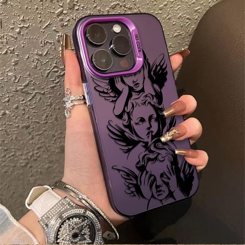 Unique Three Wise Angels Patterns Phone Case Featuring The Iconic See No Evil Hear No Evil Speak No Evil Angel Motif Merging Classic Baroque Art With Mysterious Spiritual Vibe For iPhone 17.16.15.14.13.12.11.X.XS.XSMAX.XR.8.7