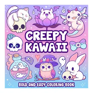 Creepy Kawaii Bold And Easy Coloring Book: Cute and Spooky Pastel Goth Simple Coloring Pages stressrelief  coloring book