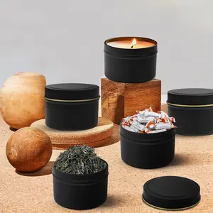 Pack of 12 Metal Candle Jars, Round Candle Jars, Empty, 4 oz (120 ml), Small Candle Containers with Lid, DIY Candle Making Accessories for Jewellery, Cosmetics, Tea, Spices, Black