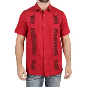 Men’s Red Guayabera Shirt