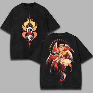 Lucifer Morningstar Hazbin Hotel Graphic T-shirt Anime Harajuku Retro Washed T Shirt Men Women Clothing Cotton Short Sleeve Tees ,fathersdaygift