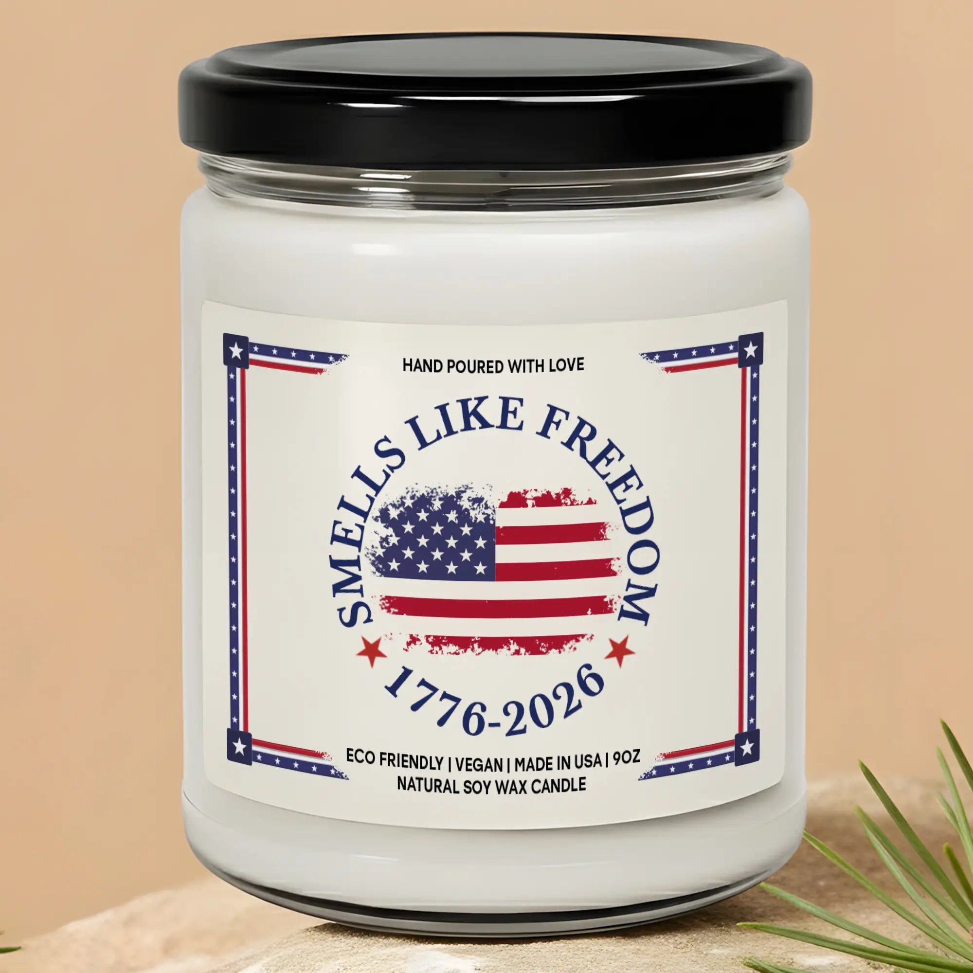 MAKEAGIFT Smells Like Freedom Candle, Patriotic Gifts, 250th USA Candles, Independence Day Gift, 1776-2026 Anniversary Candle, USA Memorial Gift