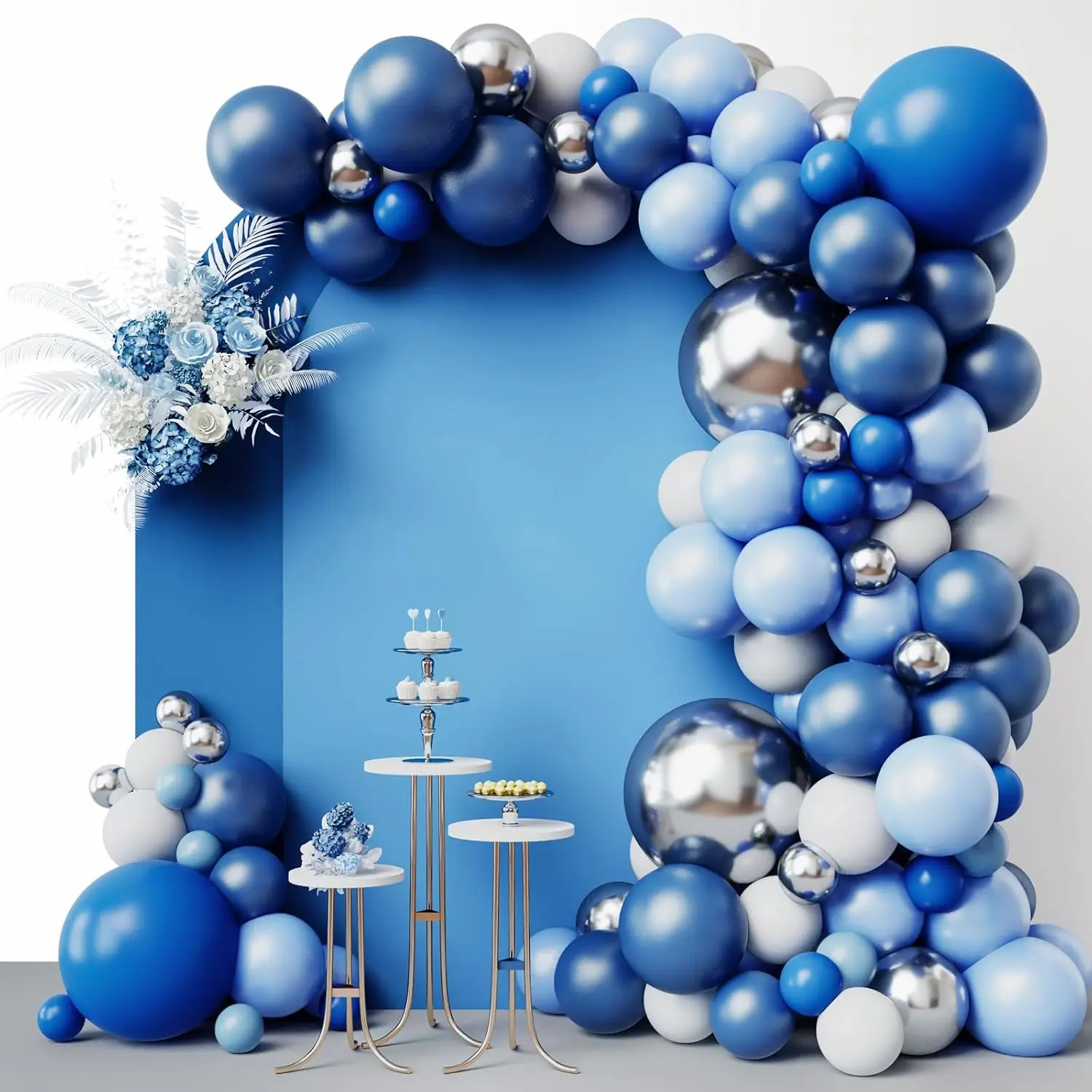 144 count Blue Balloons Arch Garland Kit, 18/12/10/5 Inch Blue White and  Party Balloons  Confetti Latex Balloons for Birthday Wedding  Shower Deorations