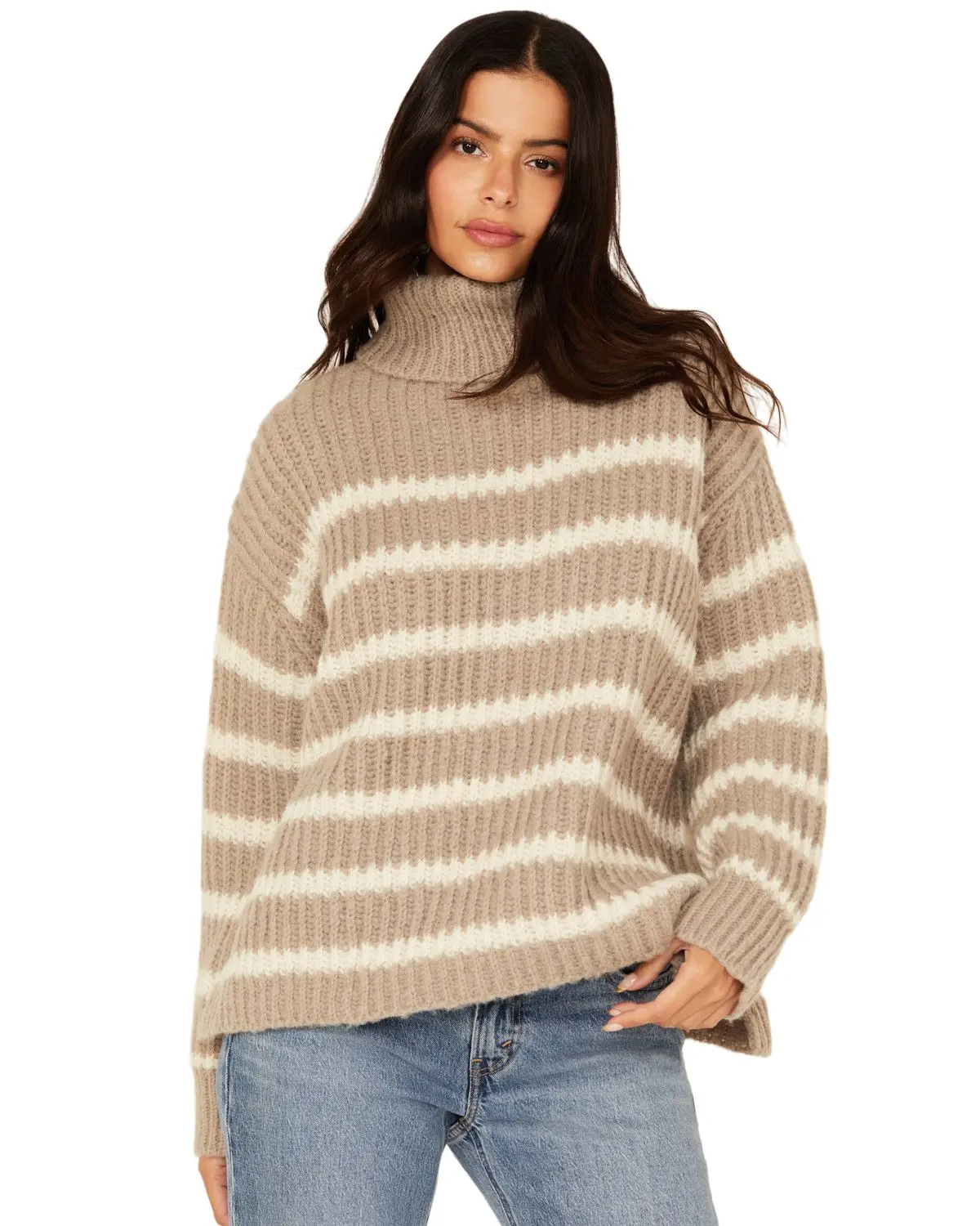 Sadie Women's And Sage Women'S Striped Turtleneck Sweater - Ag3420