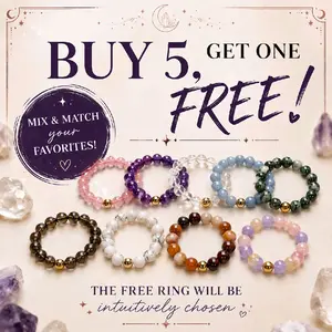 Handmade Natural Crystal Beaded Stretch Ring - Elastic Gemstone Ring with Rose, Clear, Smokey Quartz, Amethyst, Labradorite, Angelite, Moss Agate, Howlite, Mookaite & More - Sizes 5-12