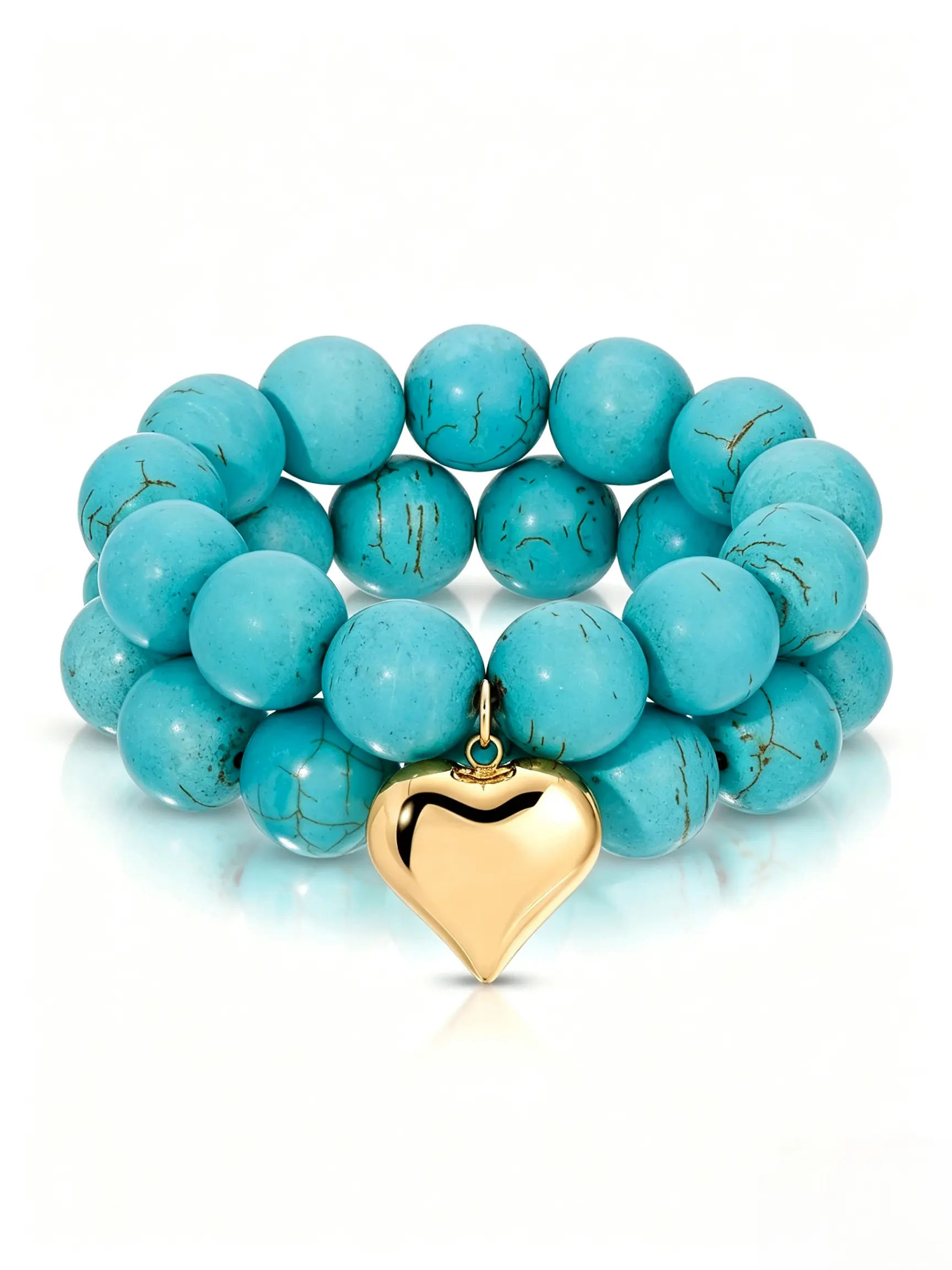Women's 18K-Plated Turquoise Necklace - Ocean-Style Heart Pendant Lucky Love Symbol, Ideal Costume Jewelry Gift for Wife, Mother Extension Chain Colors