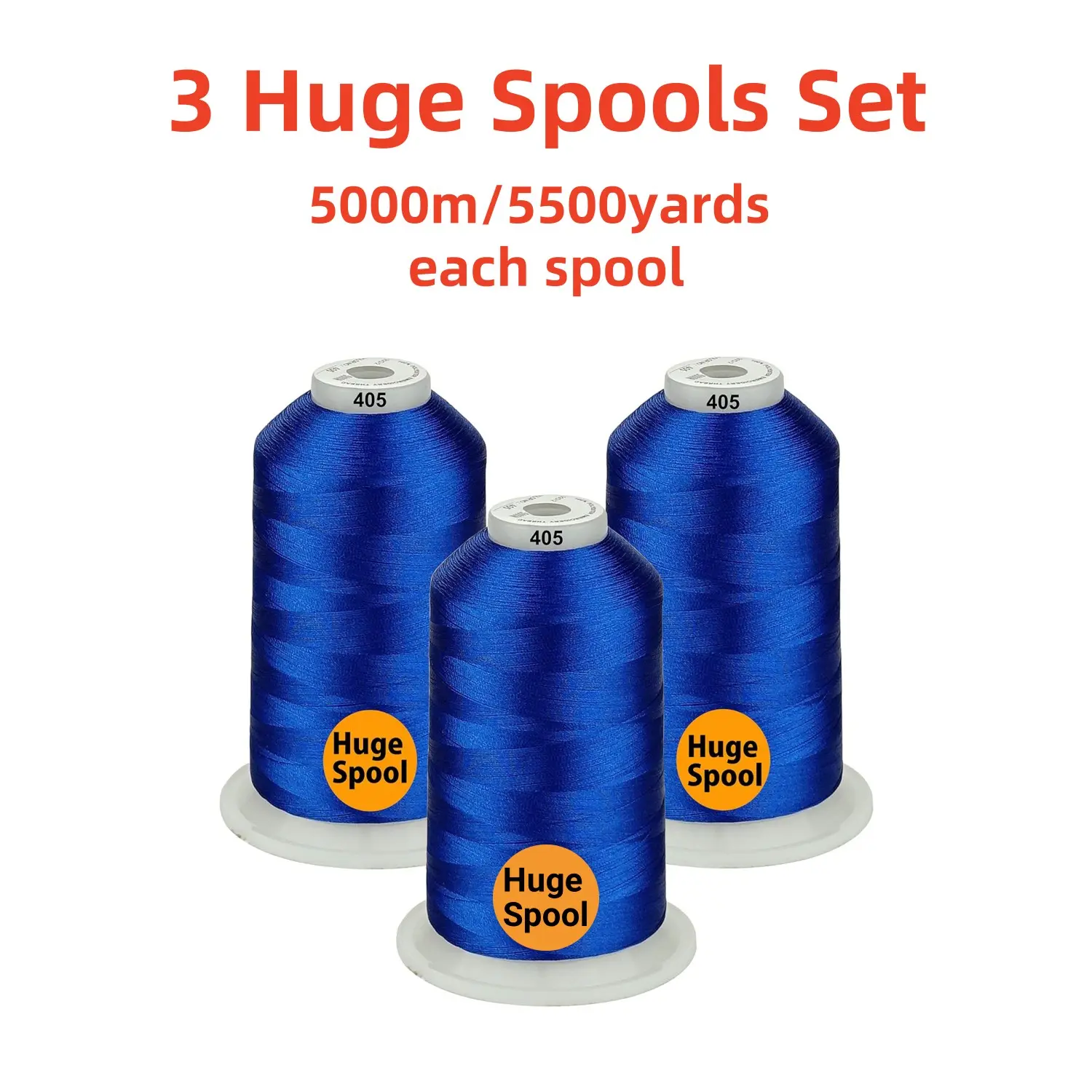 3 Spools 5000m Polyester Machine Embroidery Thread, 40wt, 5500 Yards, Suitable for All Embroidery Machines, High-Quality Embroidery Supplies