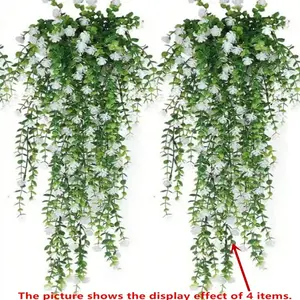 Artificial Hanging Plants Set, Fake Eucalyptus Trees & Mandala Vine Potted Greenery, Indoor Faux Plant Outdoor Decorations for Home Garden Courtyard