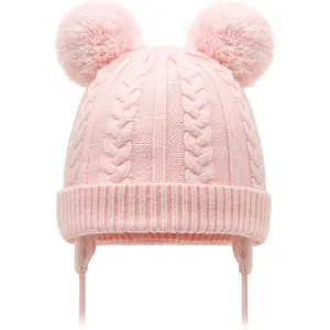 KF5-KC031 Toddler Winter Hat with Earflap Scarf Hood Thick Warm Kids Skull Cap for Baby Girls Boys