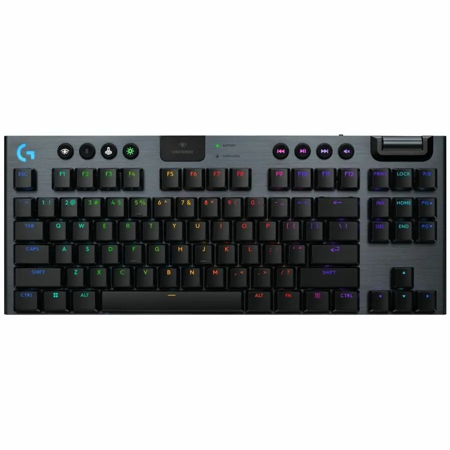 Logitech G915 X LIGHTSPEED TKL Low-Profile Wireless Gaming Keyboard Double-Shot PBT Keycaps Fully Programmable Keys RGB Backlighting Sleek Aluminum Finishing GL Red Linear PC/Mac 920012743