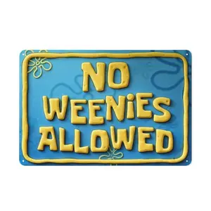 No  Weenies Allowed Vintage Tinplate Metal Sign Caution: 8" X 12" Classic Bar Karaoke Metal Retro Metal Sign