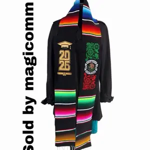Graduation Stole Class of 2026 with Colorful Stripes and Embroidery for Special Occasions