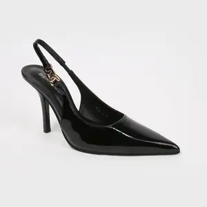 Coetta Patent Chain Accent Slingback Heels