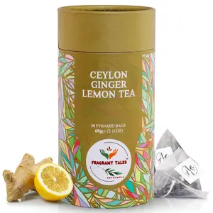 Fragrant Tales Ceylon Ginger Lemon Black Tea - 30 Pyramid Bags, 60g Beverage Breakfast