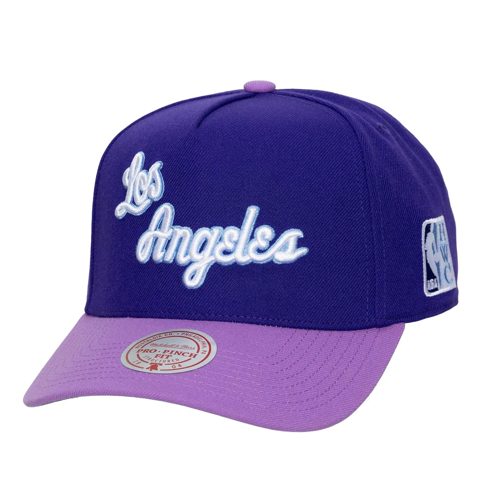 Los Angeles Lakers Purple/Lavender Hardwood Classics Legendary Away Pro Pinch Snapback Hat NBA Throwback Cap Adjustable Fan Gear Mitchell & Ness