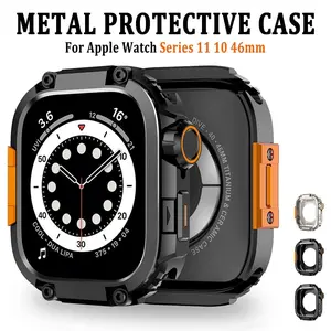 Men Hard Metal Watch Case for Apple Watch Series 11 46mm Luxury Protective Cover for IWatch 10 46mm No glass screen Accessories