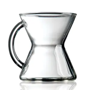 Chemex Hand Blown Glass Coffee Mug 10 Ounce Hourglass Shaped with Crescent Handle Non Porous Design for Natural Flavor