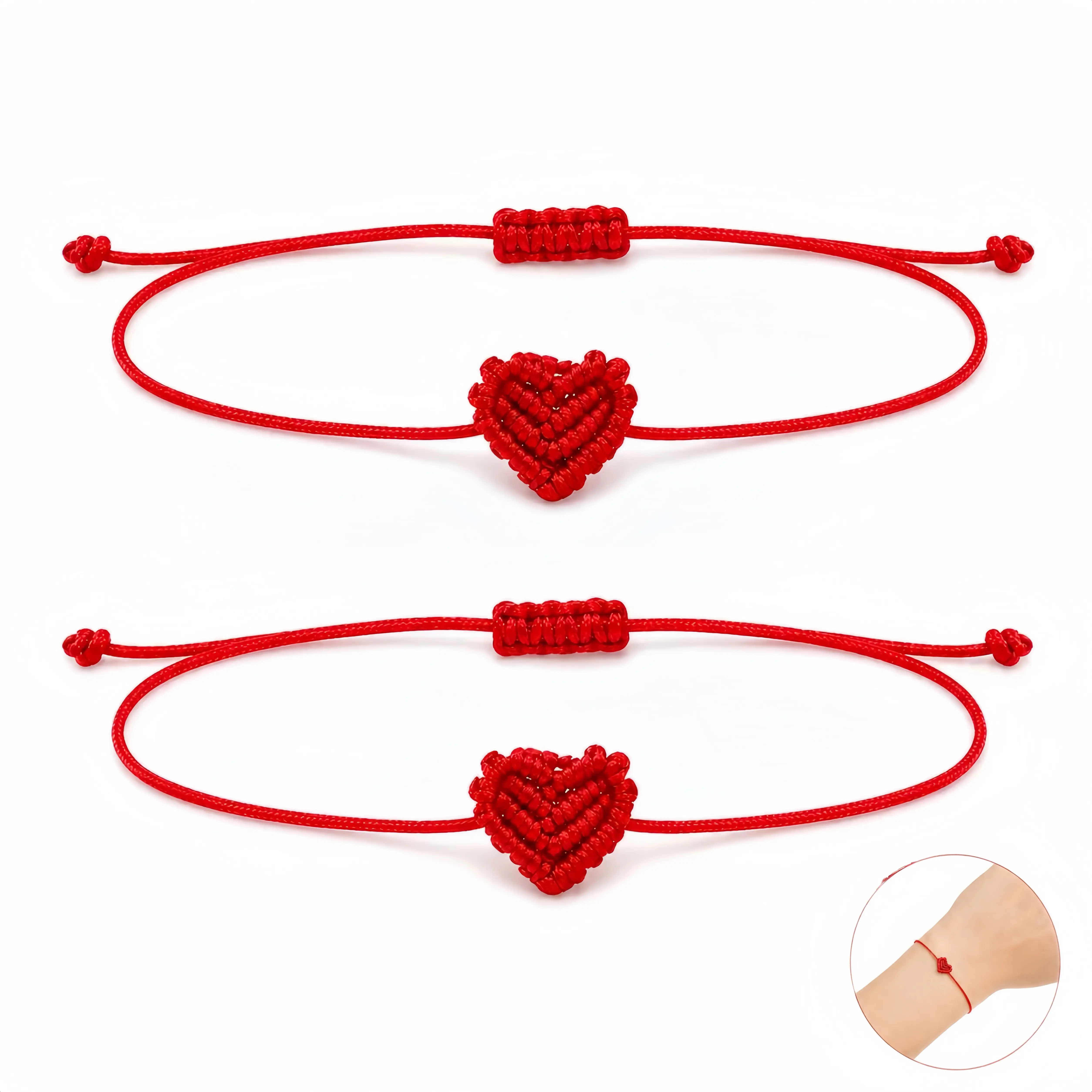 2PCS His and Hers Matching Heart Bracelets, Adjustable Woven Couple Bracelets, Unisex Friendship Jewelry, Cute Everyday Accessories & Gifts for Couples, Birthday & Anniversary