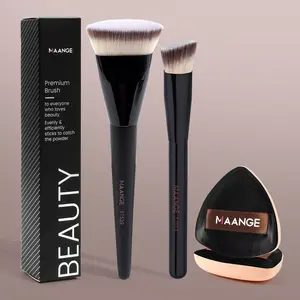 MAANGE 4pcs Makeup Brushes Kits Including 2pcs Makeup Brushes + 2pcs Powder Puff Accessories, Foundation Brush Concealer Brush, Essential Beauty Tools for Flawless Application, Makeup Accessories Gifts for Friends