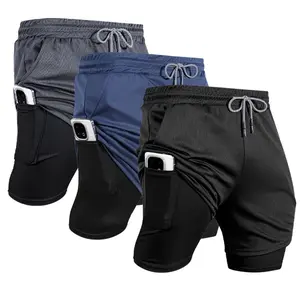 Men's Fitness Training Shorts Summer 2 in 1 Quick Dry Breathable Running Shorts Men Jogging Outdoor Sports Shorts Male Clothing