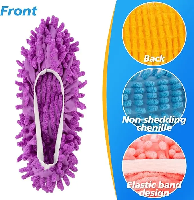 10 Mop Slippers for Floor Cleaning - Size 8 Mop Socks Women Mopping Cleaning Socks Mopping Slippers Dusting Slippers Mop Shoes Washable Microfiber Moppers Slippers for House Cleaning (5 Pairs)