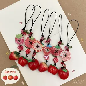 [NEW] Strawberry, Tomato & Apple Phone Strap – Handmade Fruit Keychain Charm for Phone, Bag & Keys