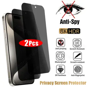 2PCS Privacy Glass for iPhone 15 14 13 12 11 Pro Max Mini Anti-Spy Screen Protector For iPhone X XS XR Plus  2020 2022